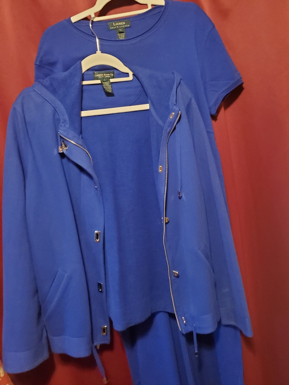 Lauren Ralph Lauren Blue Hooded Zip Jacket & Maxi Dress Set - Picture 13 of 16